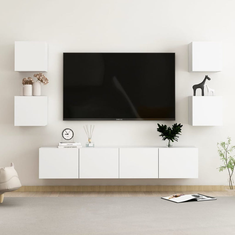 6-delige Tv-meubelset spaanplaat wit MeubelReus