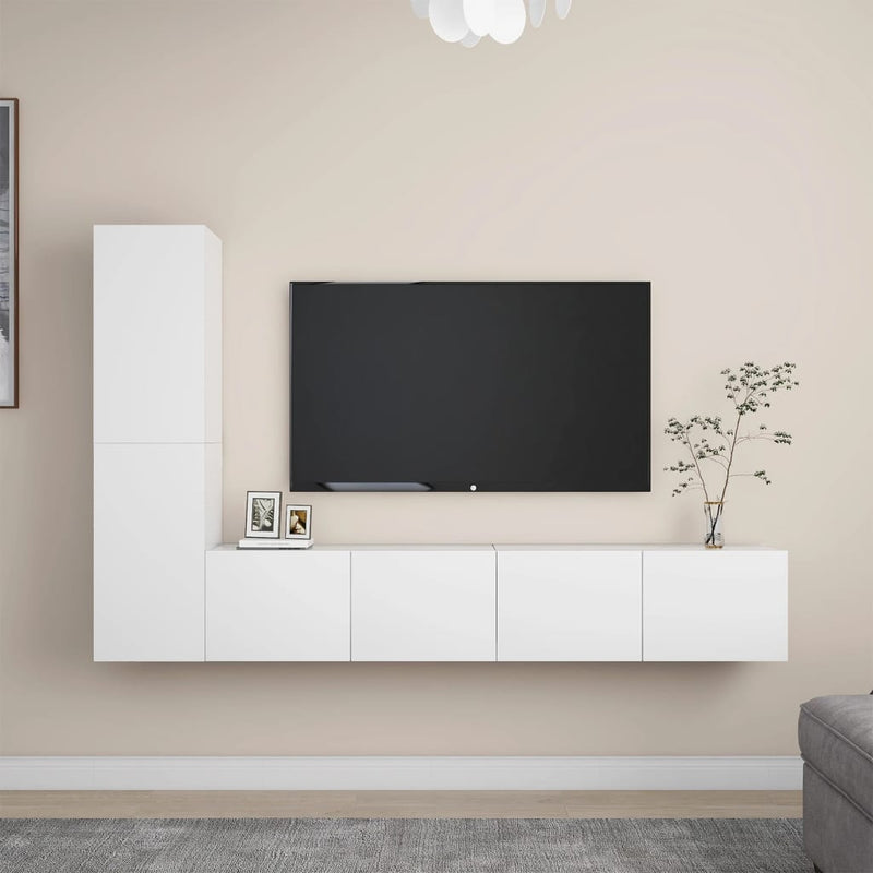 4-delige Tv-meubelset spaanplaat wit MeubelReus
