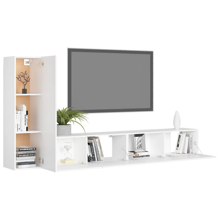 3-delige Tv-meubelset spaanplaat wit
