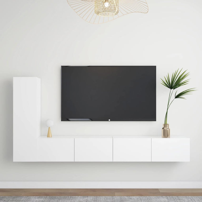 3-delige Tv-meubelset spaanplaat wit