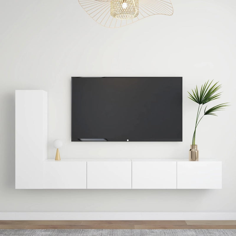 3-delige Tv-meubelset spaanplaat wit