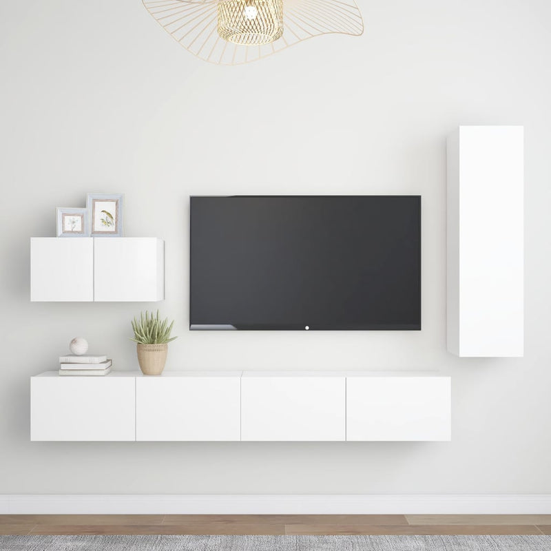 4-delige Tv-meubelset spaanplaat wit