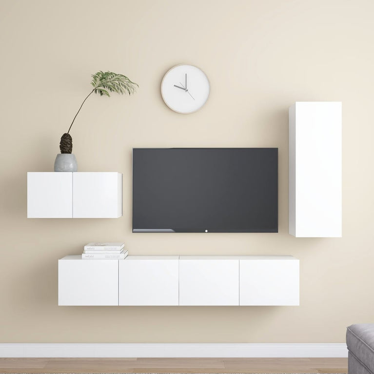 4-delige Tv-meubelset spaanplaat wit MeubelReus