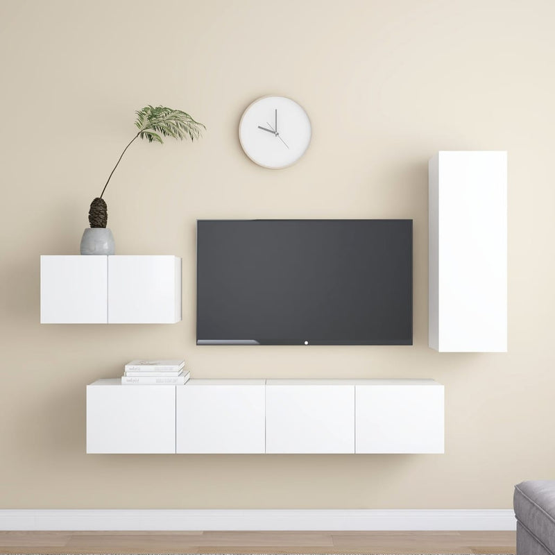 4-delige Tv-meubelset spaanplaat wit MeubelReus