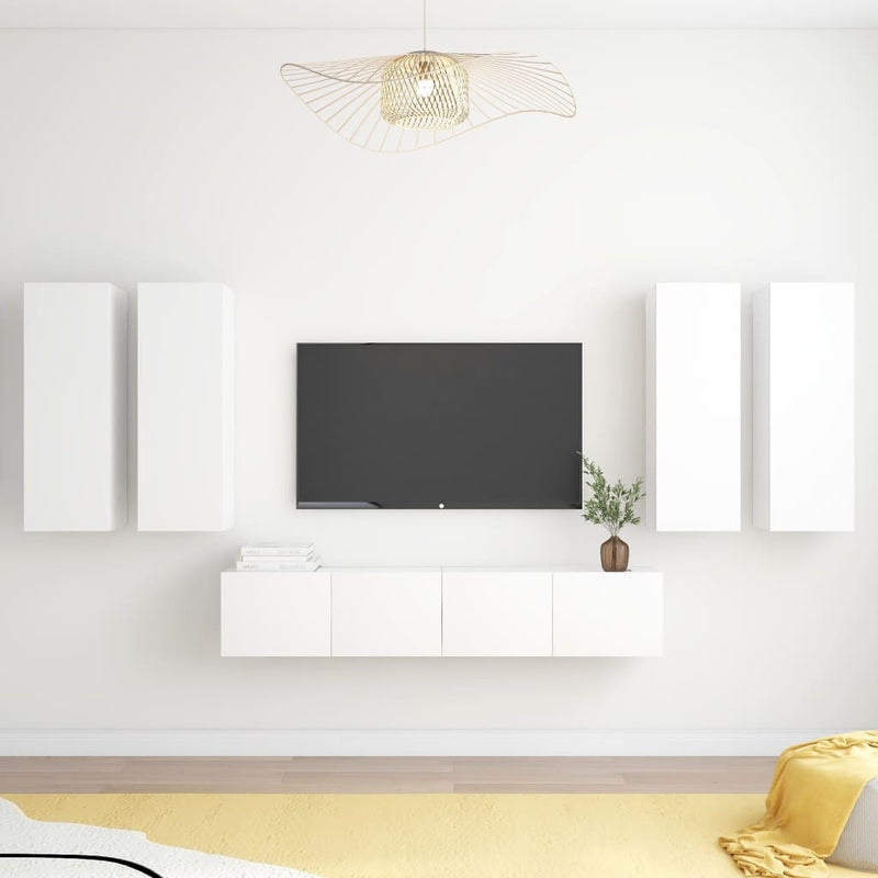 6-delige Tv-meubelset spaanplaat wit MeubelReus