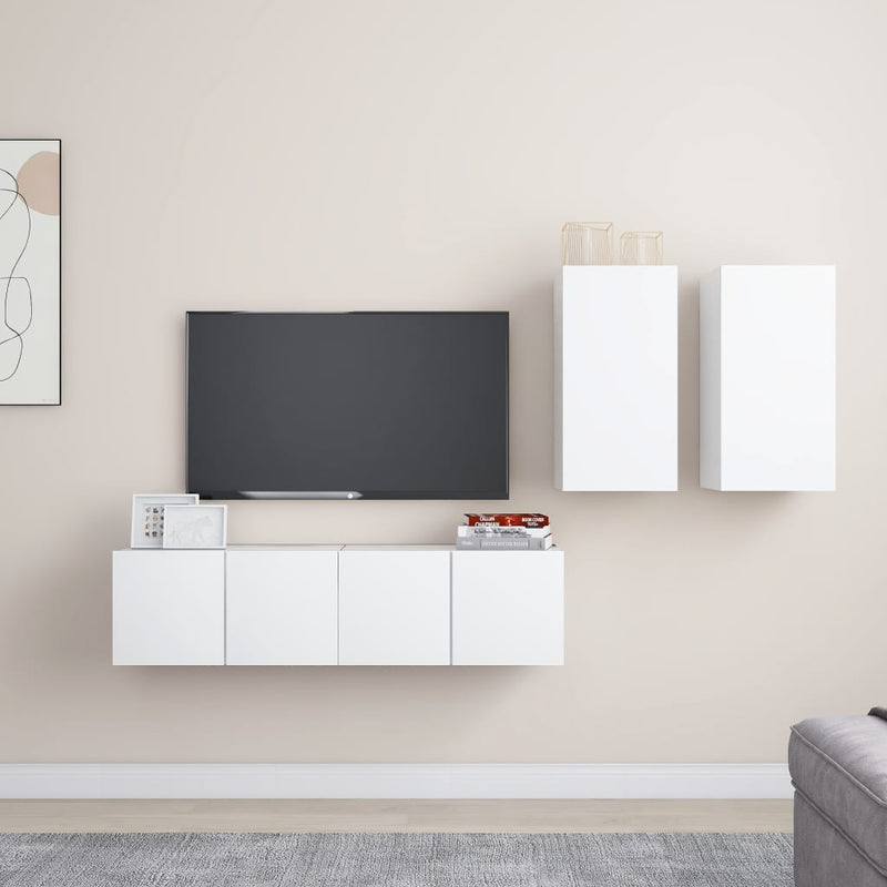 4-delige Tv-meubelset spaanplaat wit MeubelReus