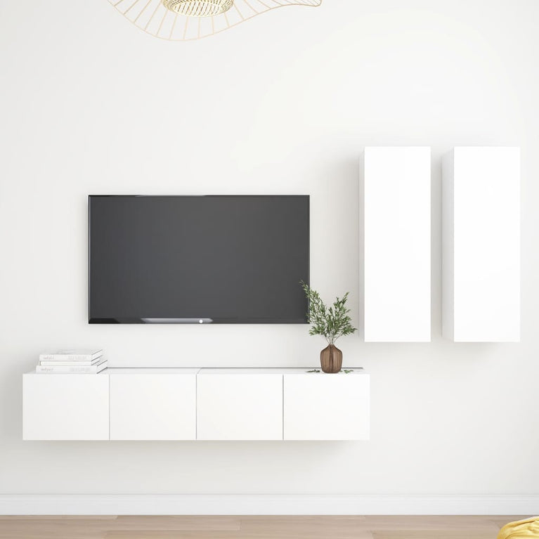 4-delige Tv-meubelset spaanplaat wit MeubelReus