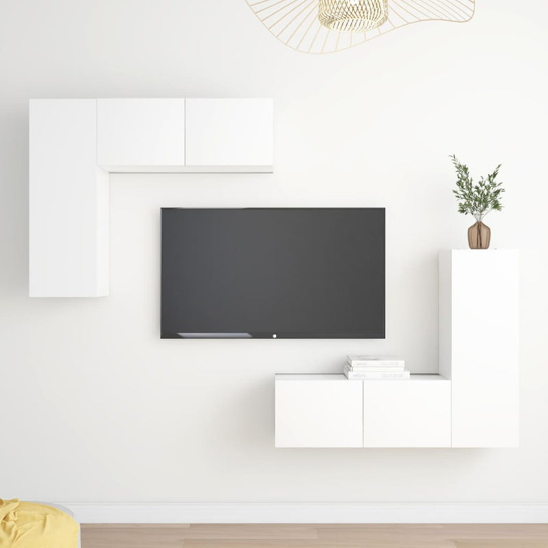 4-delige Tv-meubelset spaanplaat wit MeubelReus