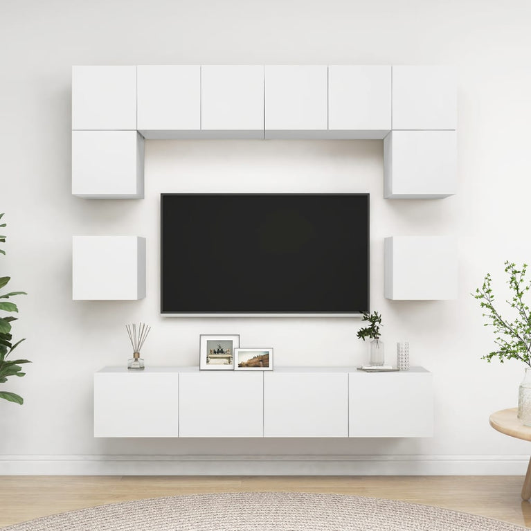 8-delige Tv-meubelset spaanplaat wit MeubelReus