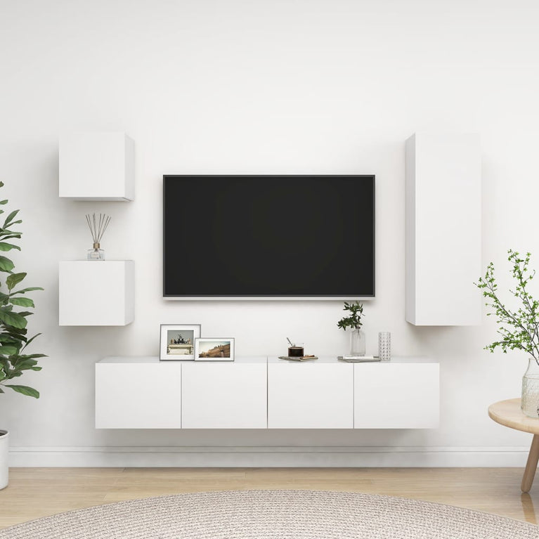 5-delige Tv-meubelset spaanplaat wit MeubelReus