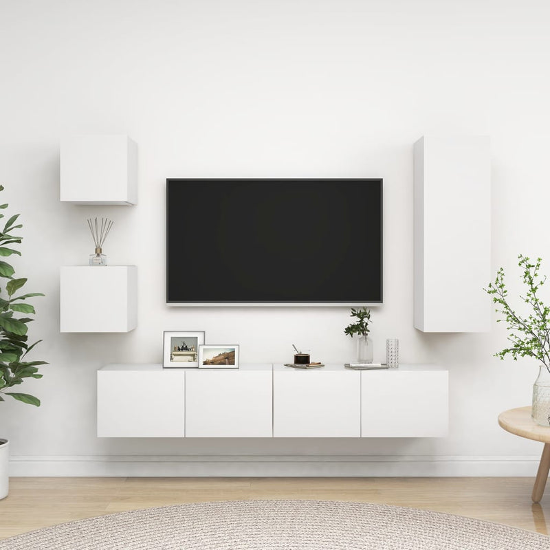 5-delige Tv-meubelset spaanplaat wit MeubelReus