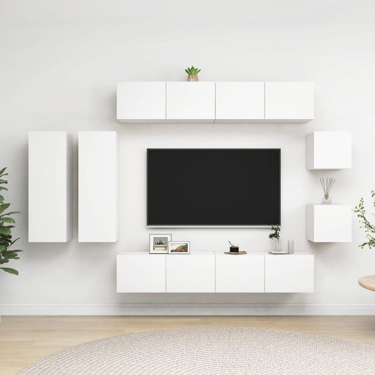 8-delige Tv-meubelset spaanplaat wit MeubelReus