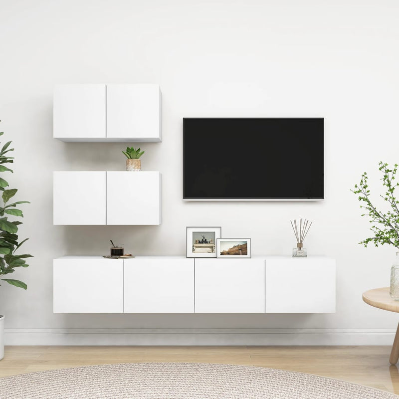 4-delige Tv-meubelset spaanplaat wit MeubelReus
