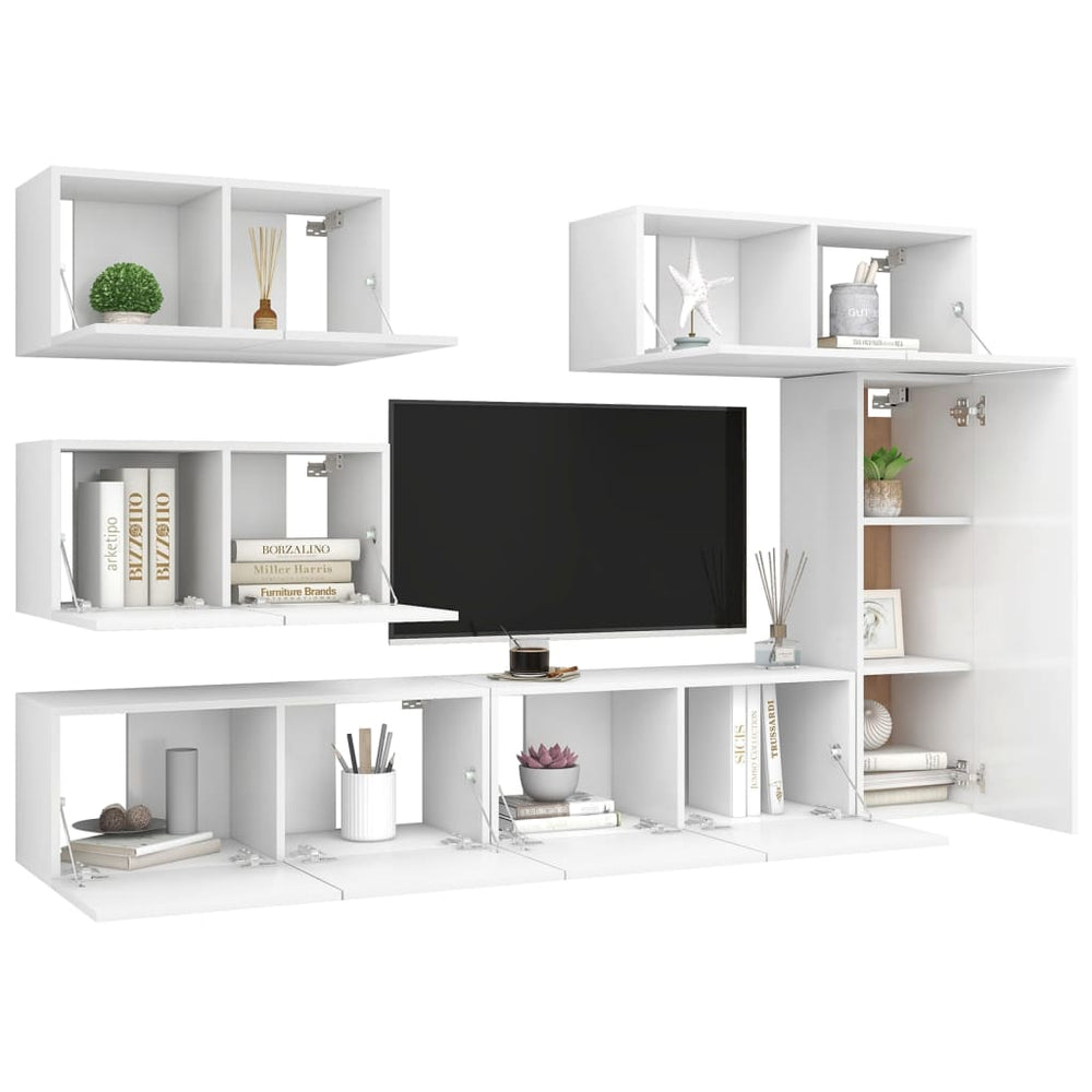 6-delige Tv-meubelset spaanplaat wit MeubelReus