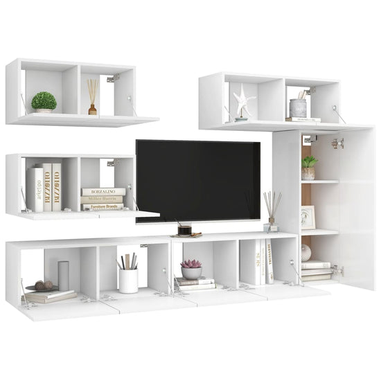 6-delige Tv-meubelset spaanplaat wit MeubelReus
