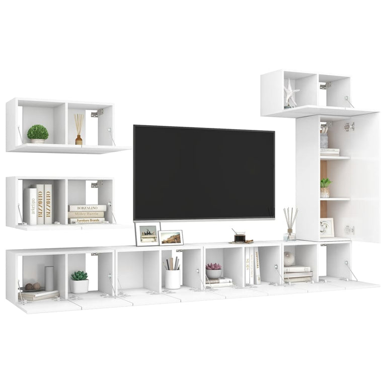 8-delige Tv-meubelset spaanplaat wit MeubelReus
