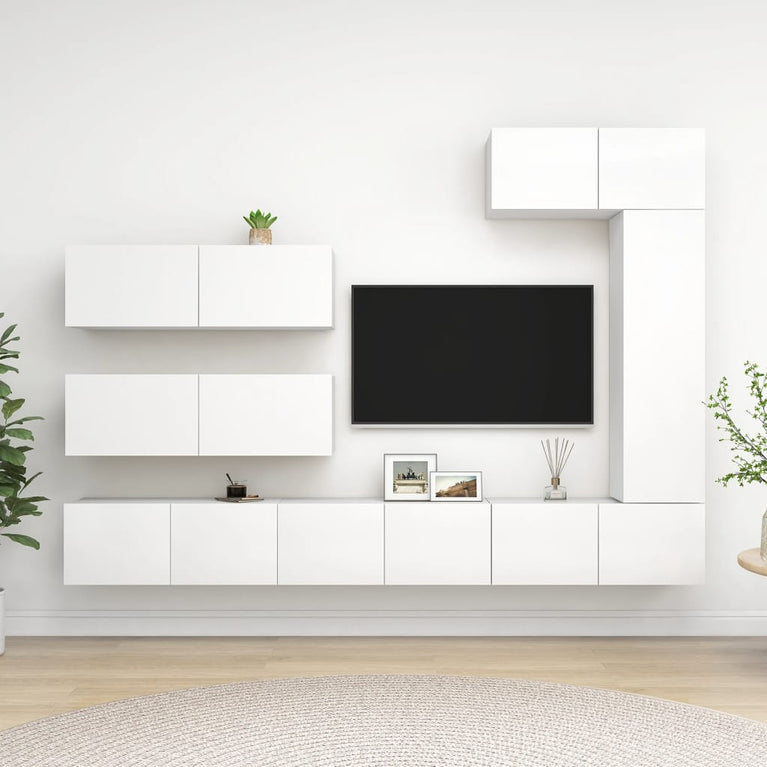 7-delige Tv-meubelset spaanplaat wit