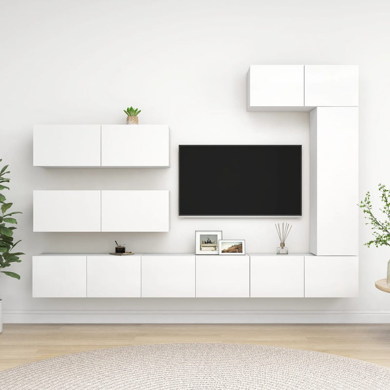 7-delige Tv-meubelset spaanplaat wit