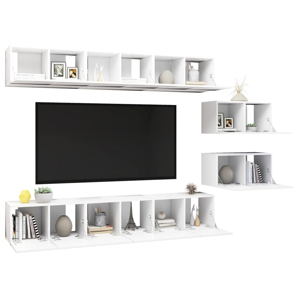 Tv-meubelen 8 st bewerkt hout wit MeubelReus