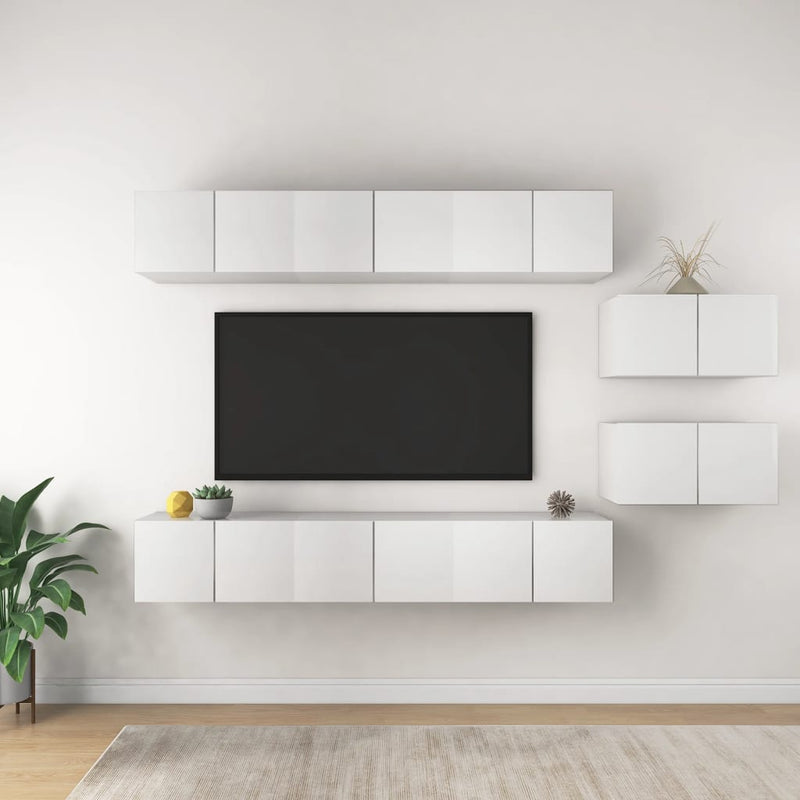 Tv-meubelen 8 st bewerkt hout wit MeubelReus