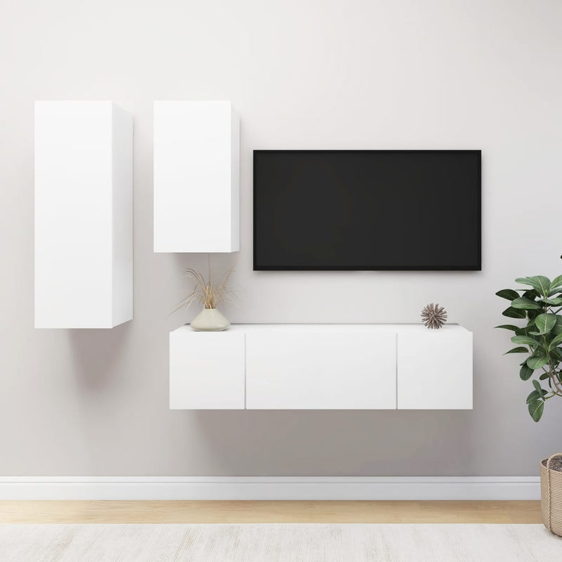 4-delige Tv-meubelset spaanplaat wit MeubelReus