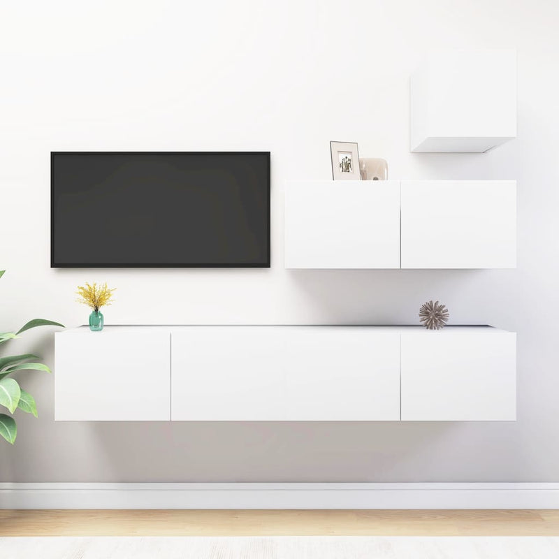 4-delige Tv-meubelset spaanplaat wit MeubelReus