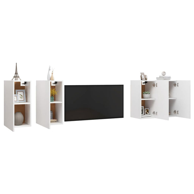 Tv-meubelen 4 st 30,5x30x60 cm spaanplaat wit MeubelReus