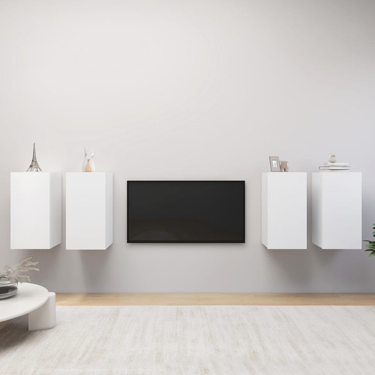 Tv-meubelen 4 st 30,5x30x60 cm spaanplaat wit MeubelReus