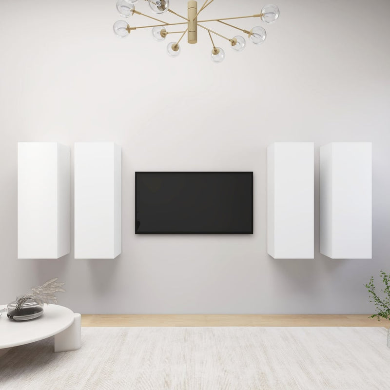Tv-meubelen 4 st 30,5x30x90 cm spaanplaat wit MeubelReus