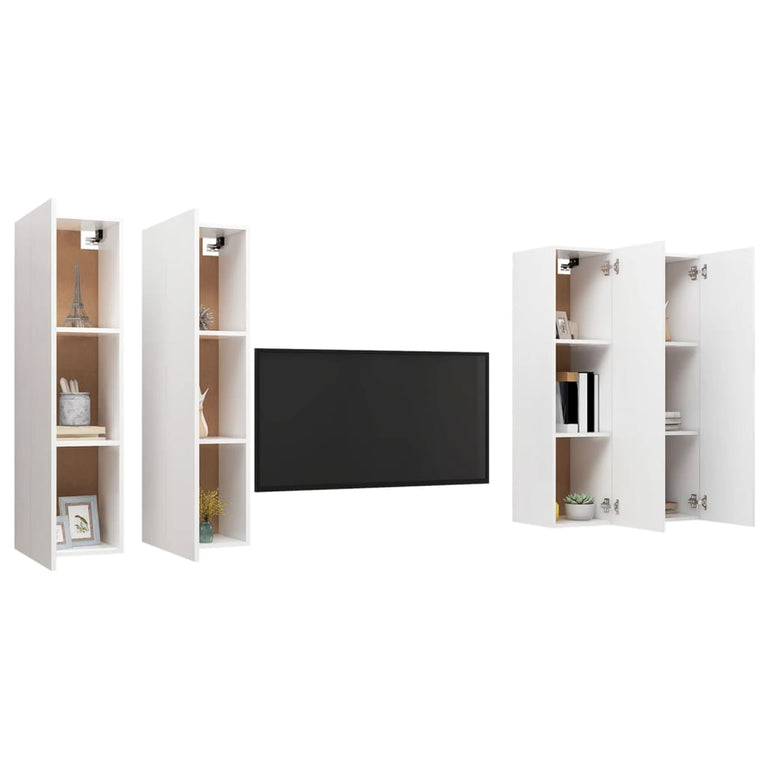 Tv-meubelen 4 st 30,5x30x110 cm spaanplaat wit MeubelReus