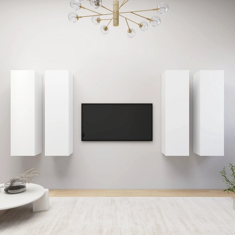 Tv-meubelen 4 st 30,5x30x110 cm spaanplaat wit MeubelReus