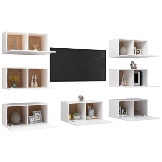 Tv-meubelen 7 st 30,5x30x60 cm spaanplaat wit MeubelReus