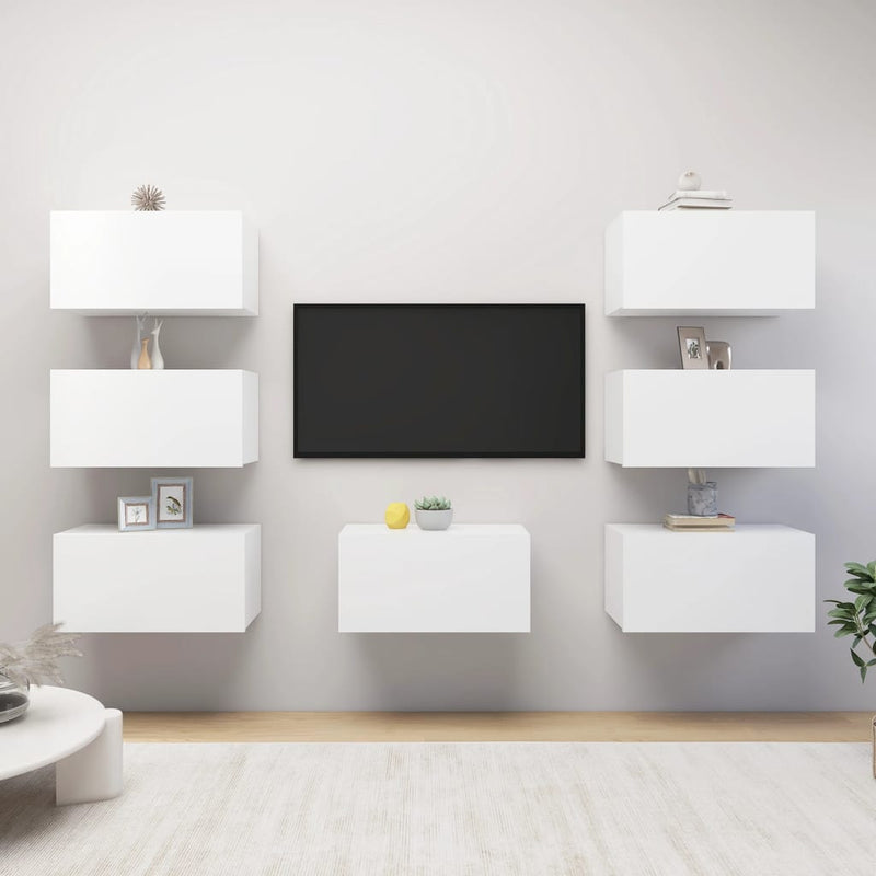Tv-meubelen 7 st 30,5x30x60 cm spaanplaat wit MeubelReus