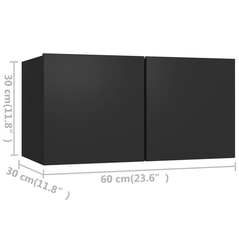Tv-meubelen 4 st 60x30x30 cm spaanplaat zwart MeubelReus