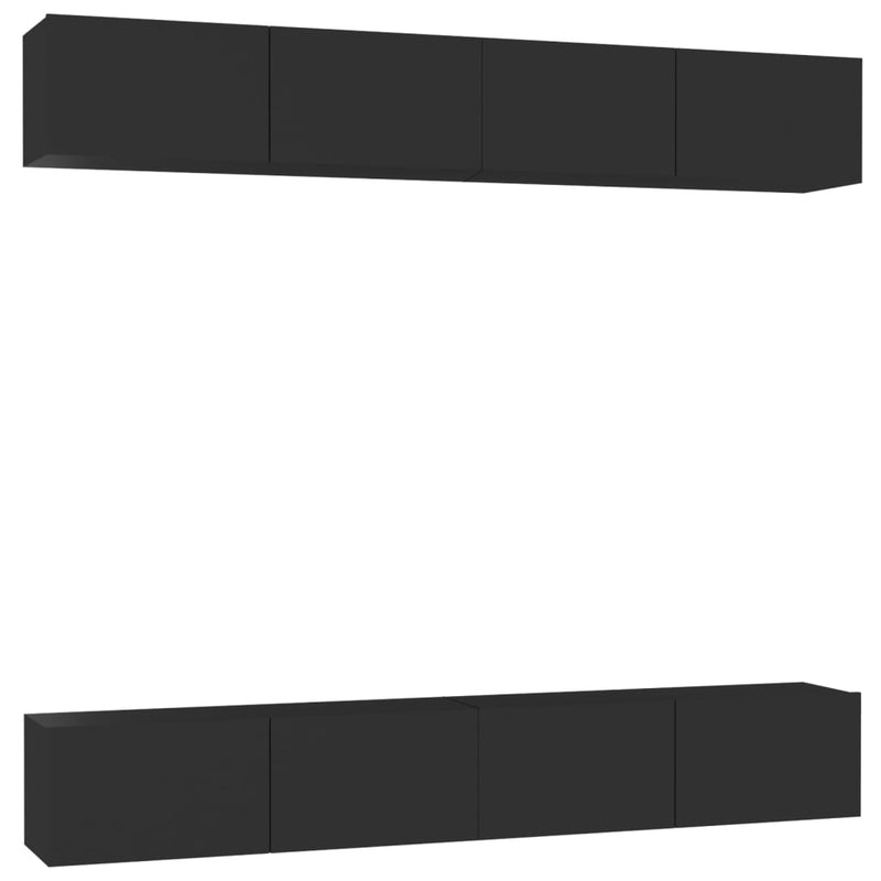 Tv-meubelen 4 st 100x30x30 cm spaanplaat zwart MeubelReus
