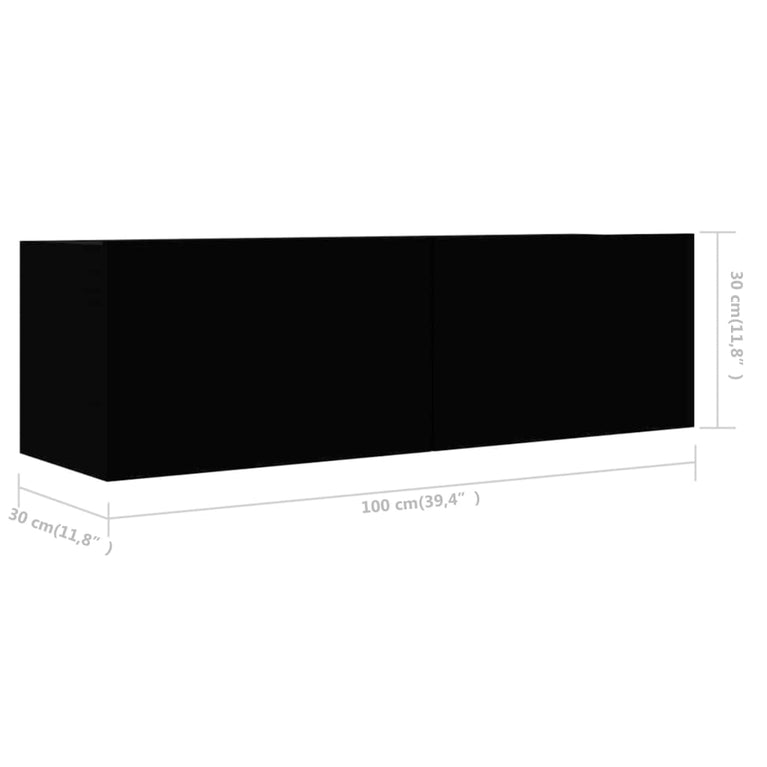 Tv-meubelen 4 st 100x30x30 cm spaanplaat zwart MeubelReus