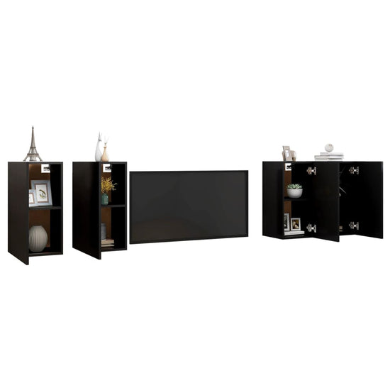 Tv-meubelen 4 st 30,5x30x60 cm spaanplaat zwart MeubelReus