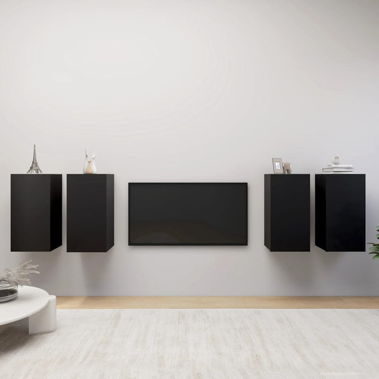 Tv-meubelen 4 st 30,5x30x60 cm spaanplaat zwart MeubelReus