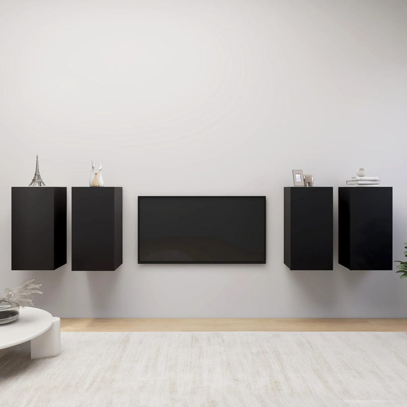 Tv-meubelen 4 st 30,5x30x60 cm spaanplaat zwart MeubelReus