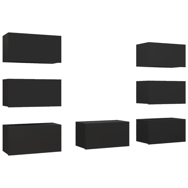 Tv-meubelen 7 st 30,5x30x60 cm spaanplaat zwart MeubelReus