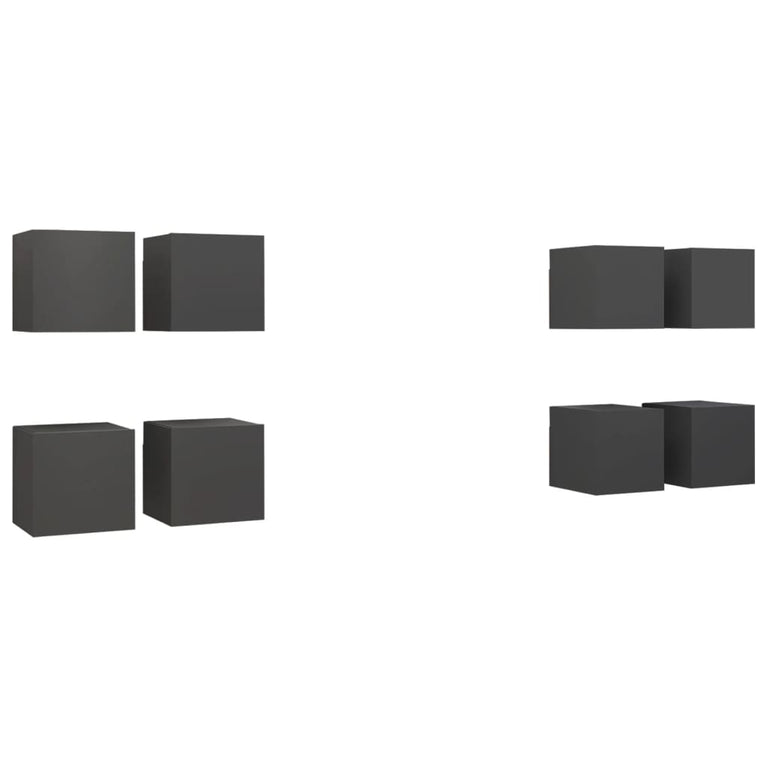 Tv-wandmeubelen 8 st 30,5x30x30 cm grijs