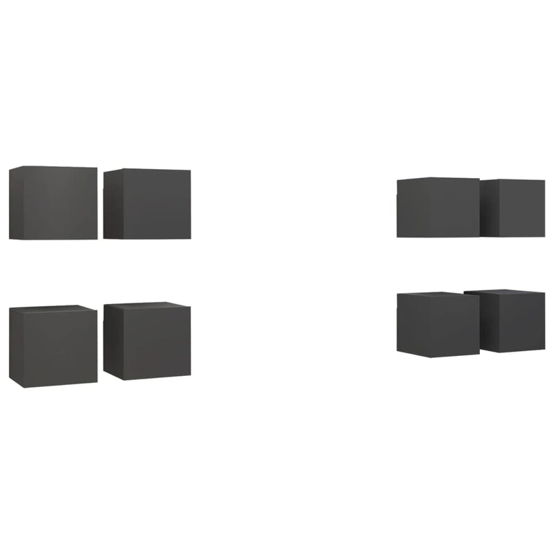 Tv-wandmeubelen 8 st 30,5x30x30 cm grijs