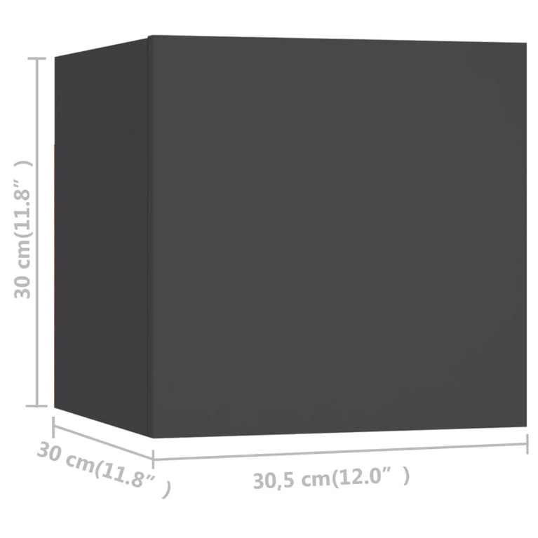 Tv-wandmeubelen 8 st 30,5x30x30 cm grijs