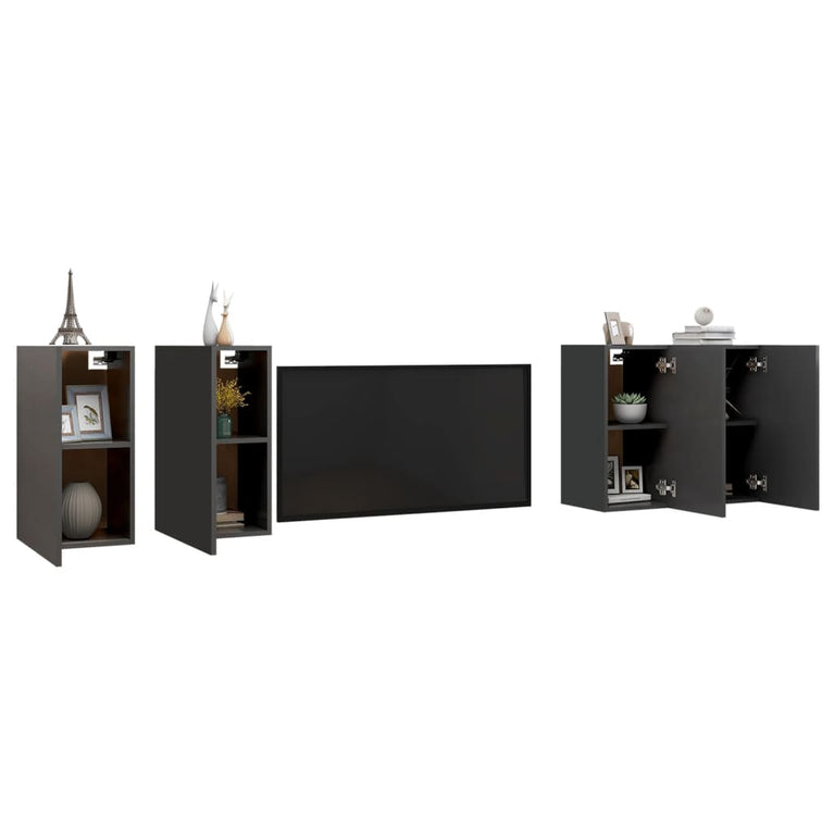 Tv-meubelen 4 st 30,5x30x60 cm spaanplaat grijs MeubelReus