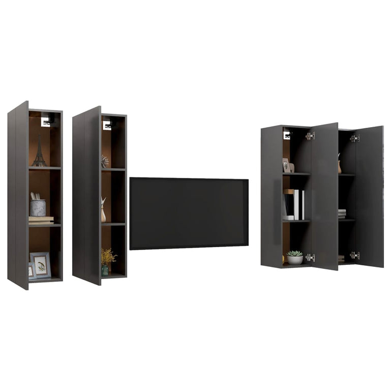 Tv-meubelen 4 st 30,5x30x110 cm spaanplaat grijs