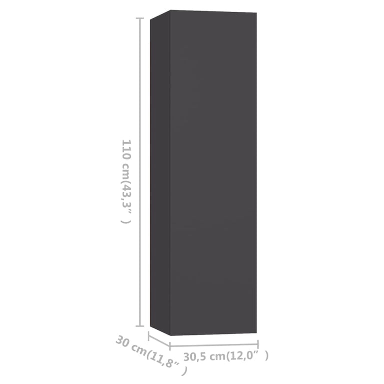 Tv-meubelen 4 st 30,5x30x110 cm spaanplaat grijs