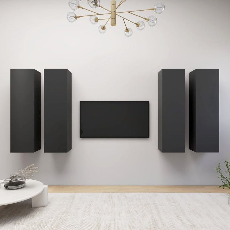 Tv-meubelen 4 st 30,5x30x110 cm spaanplaat grijs