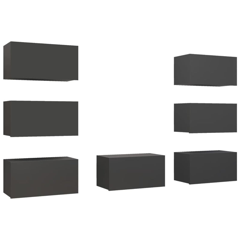 Tv-meubelen 7 st 30,5x30x60 cm spaanplaat grijs MeubelReus