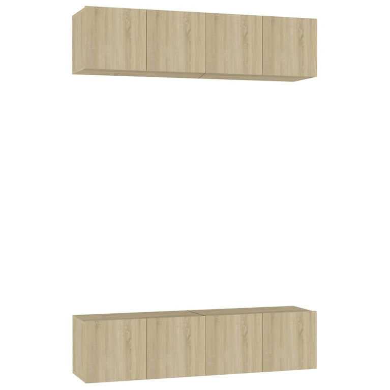 Tv-meubelen 4 st 60x30x30 cm spaanplaat sonoma eikenkleurig MeubelReus