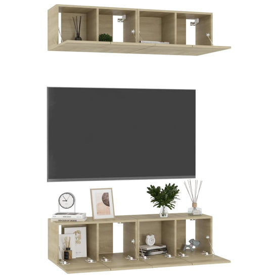 Tv-meubelen 4 st 60x30x30 cm spaanplaat sonoma eikenkleurig MeubelReus